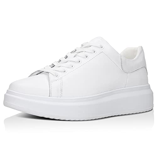 WOJAS - Klassische Damen-Sneaker I Strapazierfähiges Genarbtes Leder I Weiches Futter I Passender Fuß I Schnürschuhe I Sportschuhe I Lässiger Stil I 46020-50 - Weiß, Gr. 39 von WOJAS