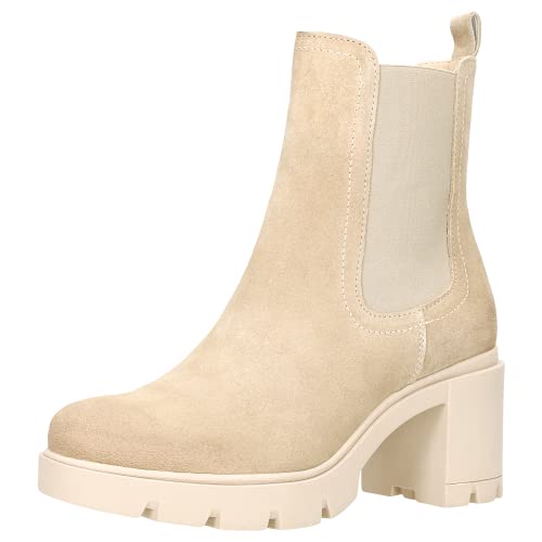 WOJAS - Stiefelette für Damen | Stiefel mit hohem Schaft | Schuhe Mit Blockabsatz | Damenschuhe | Bequemschuhe | Beige 55109-64 - Gr. 40 von WOJAS