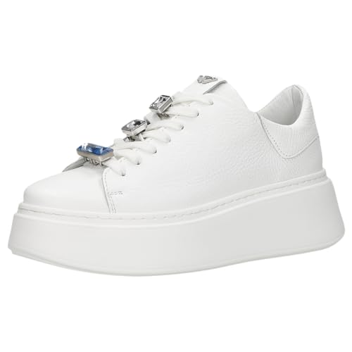 Weisse Sneaker für Damen mit Kristall-Dekor, 46283-77,, Weiß, 39 EU von WOJAS