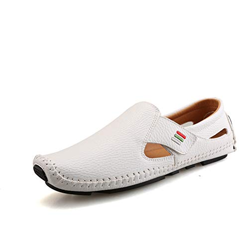 WOJIAO Herrenmode Loafers PU Leder Casual Quaste Slip on Driving Flats Abendschuhe Schwarz Weiß Marineblau von WOJIAO