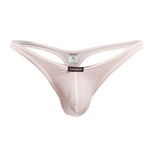 WOJOER Beun Basic Mini Push String, Beach and Underwear Stretcht Bulg Thong eng anliegend, Natürlicher Push-Up für den Mann, Designer Clubwear vom Innovations-Label, Made IN Germany (Cream weiß, S) von WOJOER