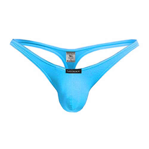 WOJOER Beun Basic Mini Push String, Beach and Underwear Stretcht Bulg Thong eng anliegend, Natürlicher Push-Up für den Mann, Designer Clubwear vom Innovations-Label, Made IN Germany (eisblau, S) von WOJOER