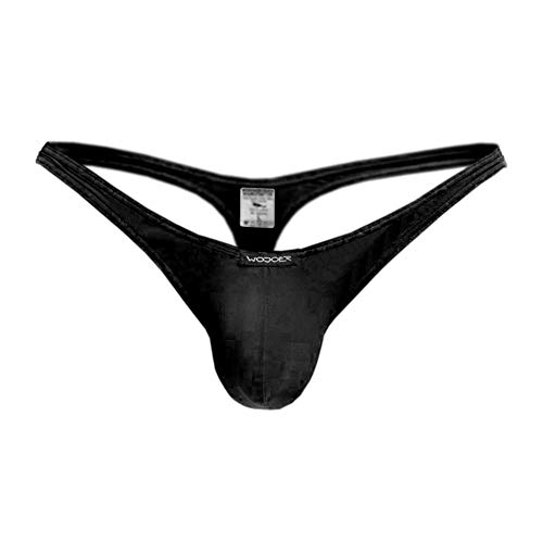 WOJOER Beun Basic Mini Push String, Beach and Underwear Stretcht Bulg Thong eng anliegend, Natürlicher Push-Up für den Mann, Designer Clubwear vom Innovations-Label, Made IN Germany (schwarz, M) von WOJOER