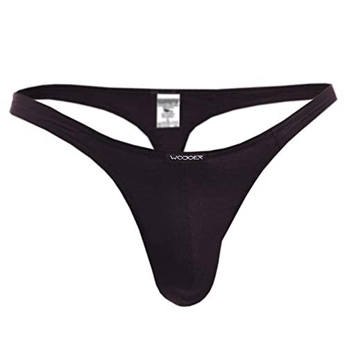 WOJOER Beun Basic String, Beach and Underwear Stretch eng anliegend, luftig leicht atmungsaktiv Designer Clubwear vom Innovations-Label, Made IN Germany (schwarz, L) von WOJOER