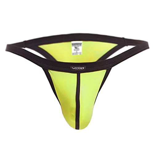 WOJOER Beun Stripe G-String, Beach and Underwear Stretch Bulg Thong eng anliegend, Natürlicher Push-Up für den Mann, Designer Clubwear vom Innovations-Label, Made IN Germany (Neongelb, M) von WOJOER