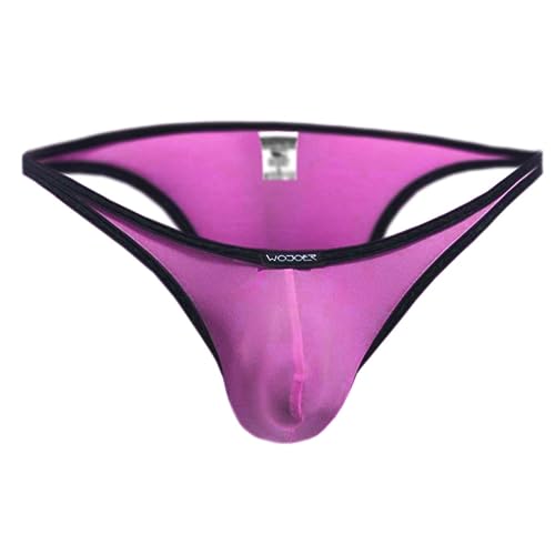 WOJOER Beun Stripe Mini Push Tanga, Beach and Underwear Stretch Bulg Thong eng anliegend, Natürlicher Push-Up für den Mann, Designer Clubwear vom Innovations-Label, Made IN Germany (candypink, L) von WOJOER