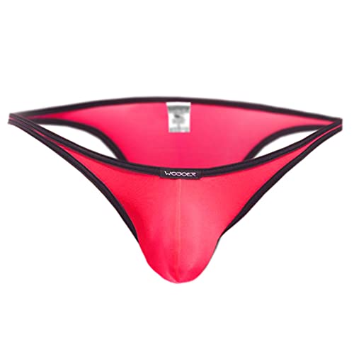 WOJOER Beun Stripe Mini Push Tanga, Beach and Underwear Stretch Bulg Thong eng anliegend, Natürlicher Push-Up für den Mann, Designer Clubwear vom Innovations-Label, Made IN Germany (neoncoral, L) von WOJOER