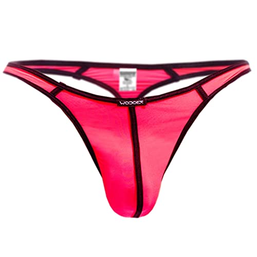 WOJOER Beun Stripe String, Beach and Underwear Stretch Bulg Thong eng anliegend, Natürlicher Push-Up für den Mann, Designer Clubwear vom Innovations-Label, Made IN Germany (neoncoral, M) von WOJOER