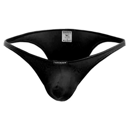 WOJOER Mini Push Tanga, Beun Beach and Underwear Stretch Bulg Thong eng anliegend, Natürlicher Push-Up für den Mann, Designer Clubwear vom Innovations-Label, Made IN Germany (Schwarz, L) von WOJOER