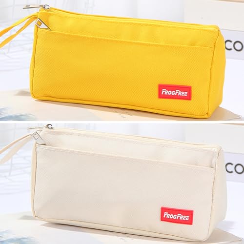 Federmäppchen Set mit großer Kapazität, Federmäppchen für Grundschüler und Schüler, Schulbedarf Tasche für Männer und Frauen, Schulbedarf, einfach und schön, anders, 2 Stück (Beige + Weiß) Federmäppchen Set mit großer Kapazität, Federmäppchen für Grundschüler und Schüler, Schulbedarf Tasche für Männer und Frauen, Schulbedarf, einfach und schön, anders, 2 Stück (Beige + Weiß) von woleyuu