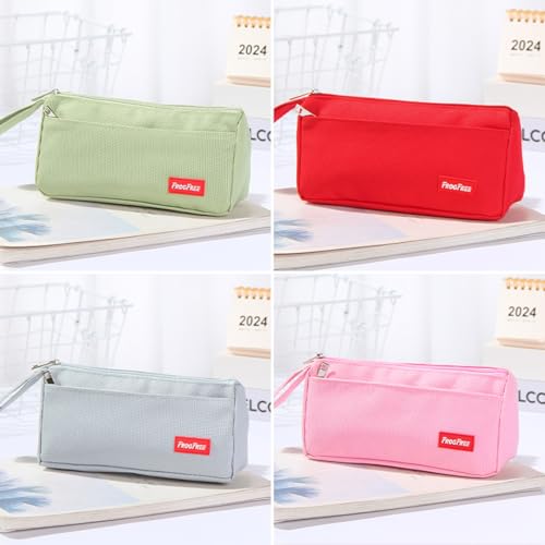 Federmäppchen Set mit großer Kapazität, Federmäppchen für Grundschüler und Schüler, Schulbedarf Tasche für Männer und Frauen, Schulbedarf, einfach und schön, anders, 4 Stück (Matcha-Grün + Rot + Rosa Federmäppchen Set mit großer Kapazität, Federmäppchen für Grundschüler und Schüler, Schulbedarf Tasche für Männer und Frauen, Schulbedarf, einfach und schön, anders, 4 Stück (Matcha-Grün + Rot + Rosa von woleyuu