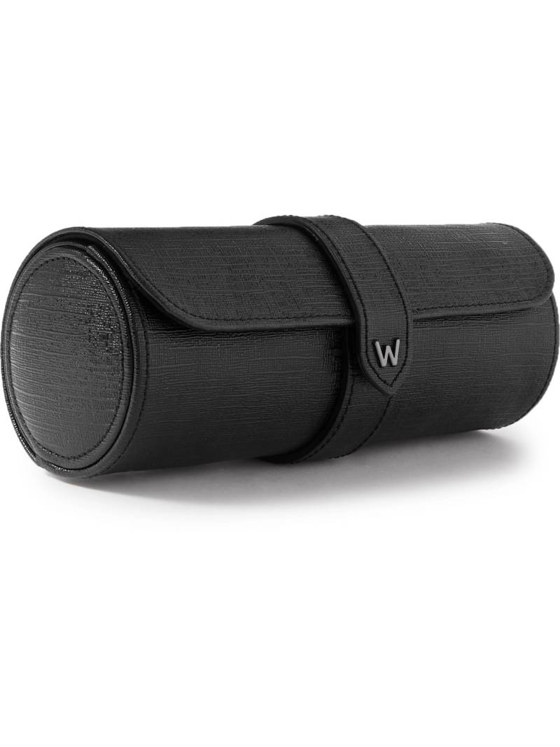 WOLF - Cross-Grain Glossed Vegan Leather Watch and Jewellery Roll - Men - Black von WOLF