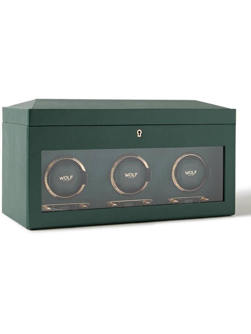 WOLF - Pebble-Grain Vegan Leather Triple Watch Winder - Men - Green von WOLF