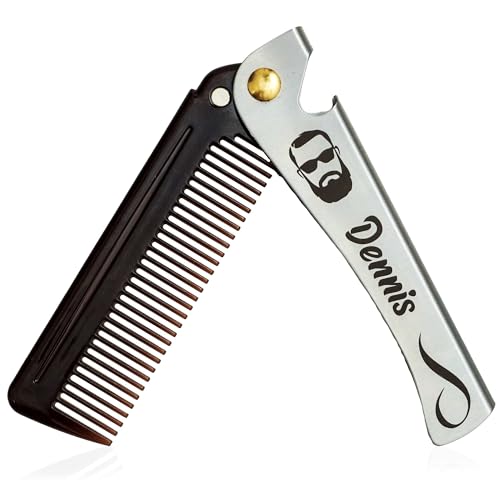 Bartkamm mit Gravur - Personalisiertes Geschenk für Männer - Hochwertiger Edelstahl-Bartkamm - Geburtstag Weihnachten Vatertag - Gentlemen Bartpflege Papa von WOLFSARTIG