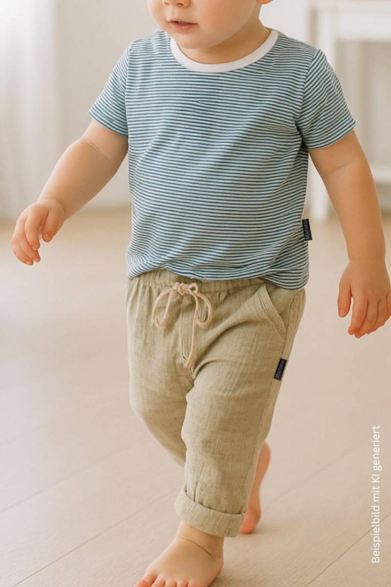 Oversize T-Shirt Kinder| Unisex | Kurzarm Und Langarm Rauchblau Weiß Gestreift Von Wolfskind von WOLFSKINDde