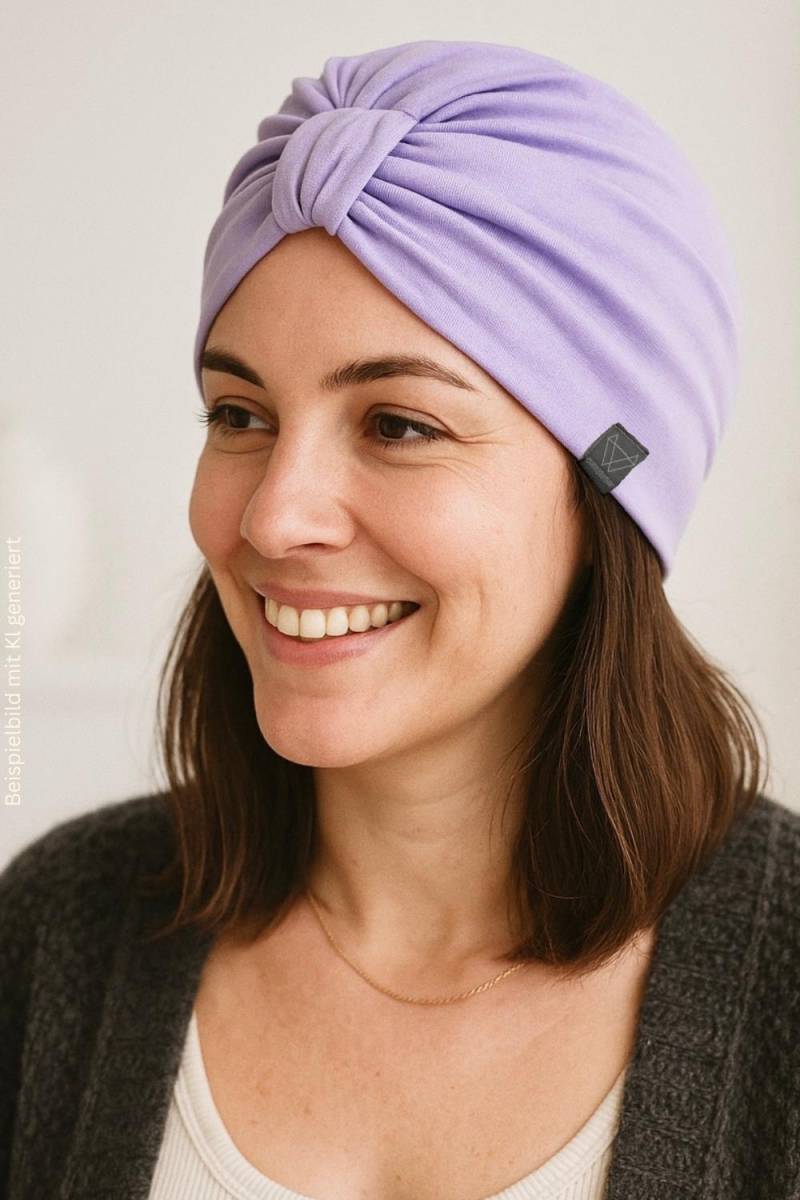 Turbanmütze | Flieder Lila Uni Knoten Oder Schleife Für Kinder Und Damen Von Wolfskind von WOLFSKINDde