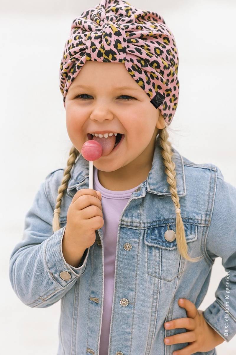 Turbanmütze | Pink Leo Rosa Gelb Grün Mit Knoten Oder Schleife Für Mädchen Und Damen Von Wolfskind von WOLFSKINDde