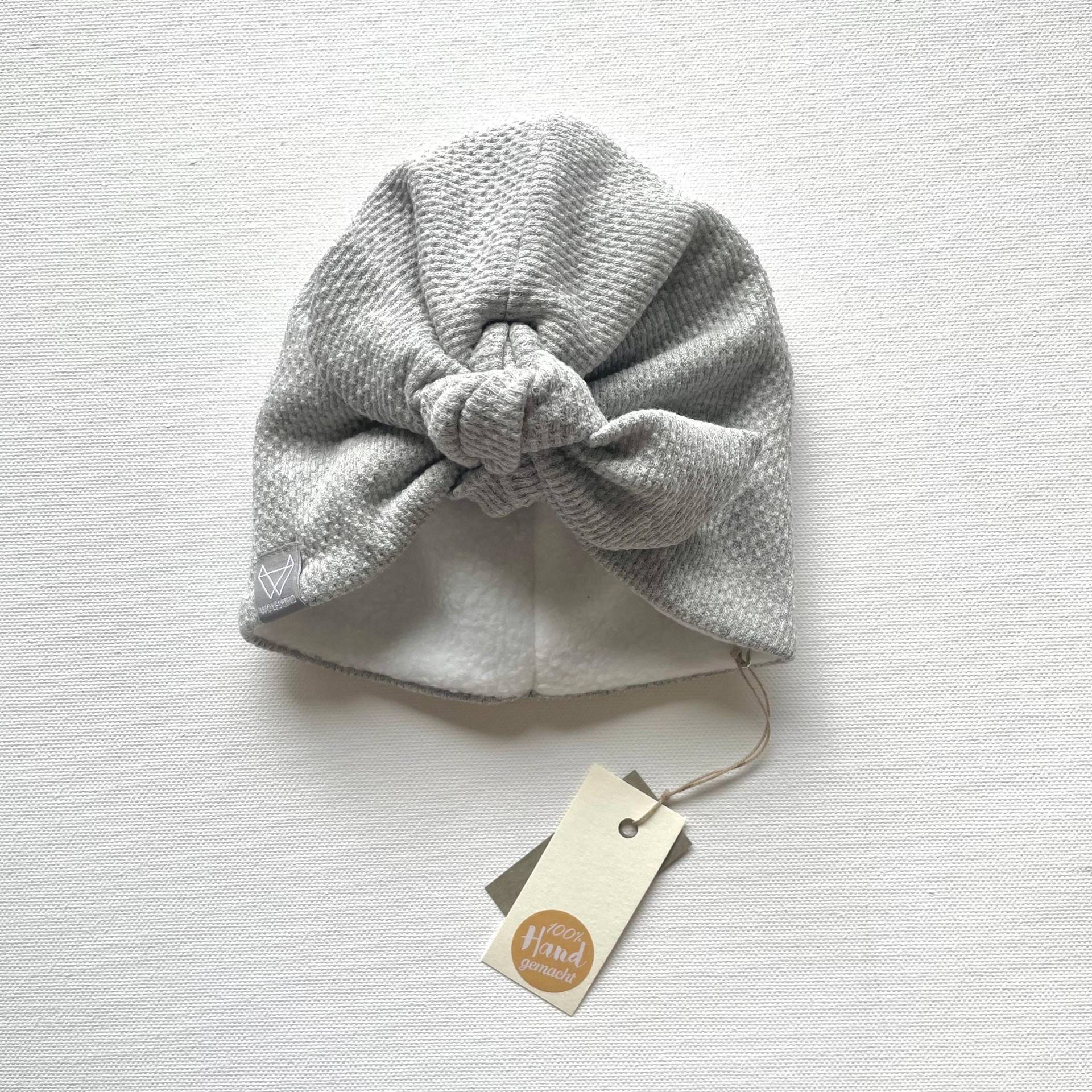 Turbanmütze | Winter Edition Gefüttert Mit Fleece Waffeljersey |Hellgrau Meliert Grau Von Wolfskind von WOLFSKINDde