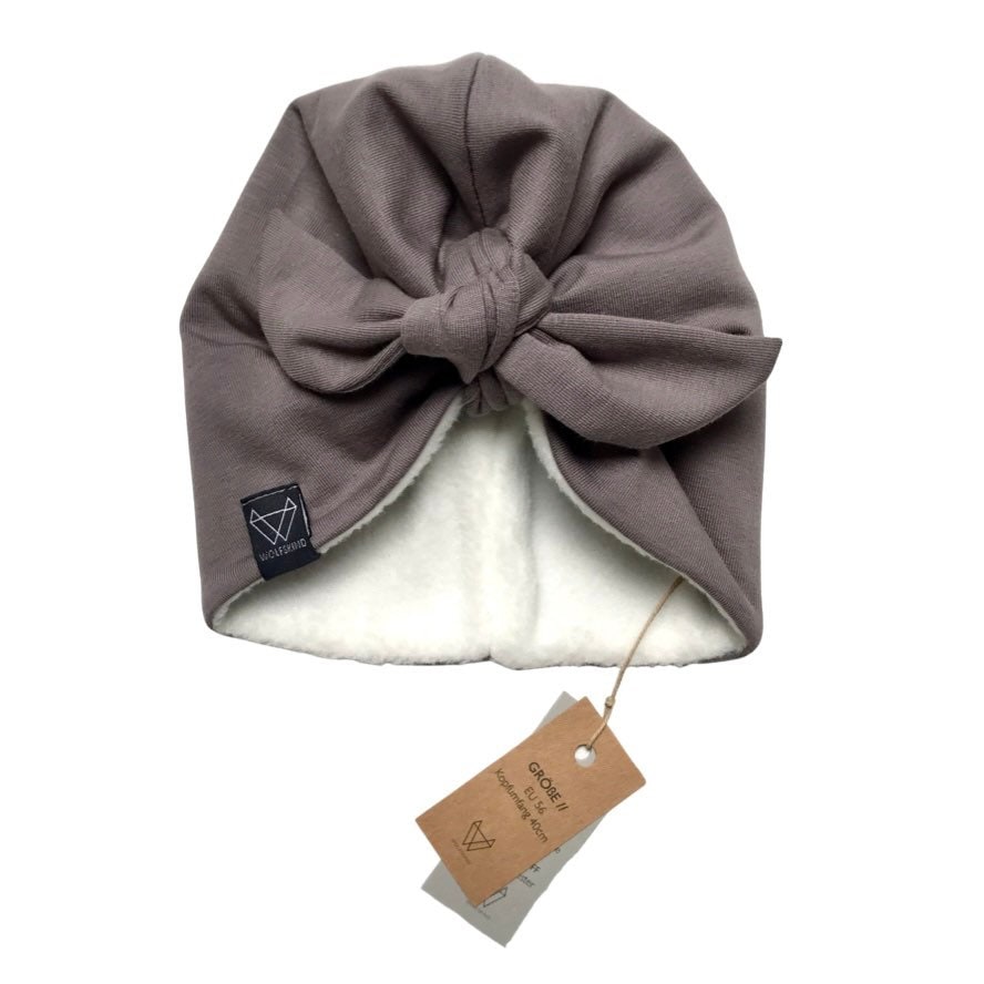 Turbanmütze | Winter Edition Taupe Gefüttert Mit Fleece Von Wolfskind von WOLFSKINDde