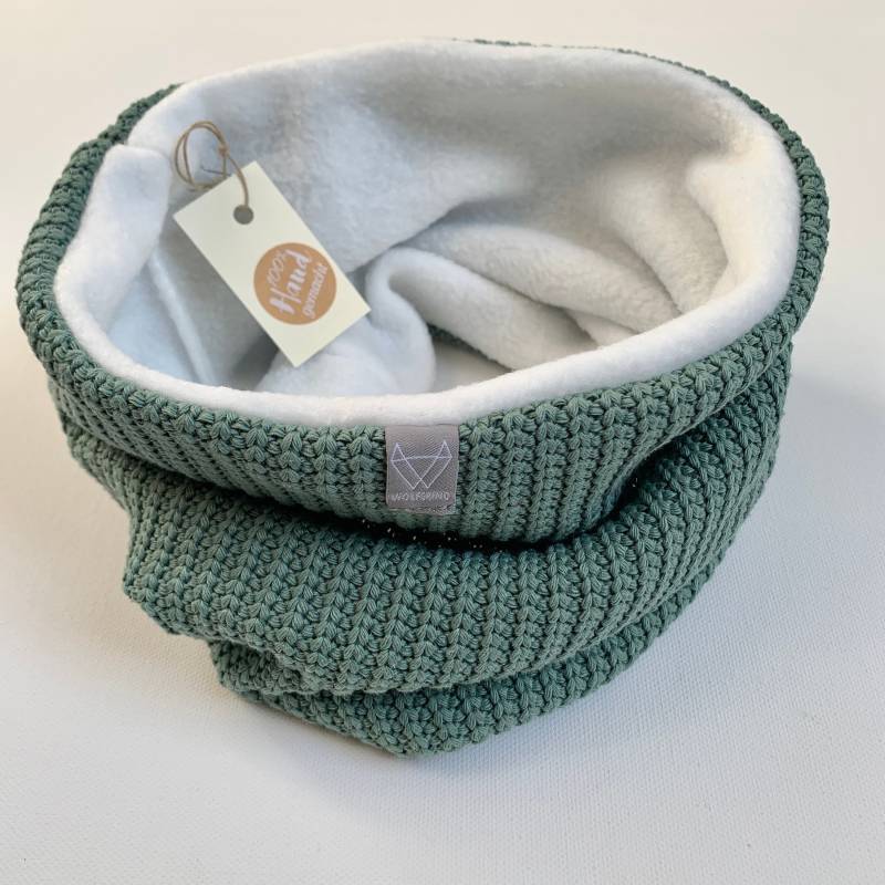 strick Loopschal Für Kinder Und Erwachsene Mit Oder Ohne Fleece in Dusty Mint Von Wolfskind von WOLFSKINDde