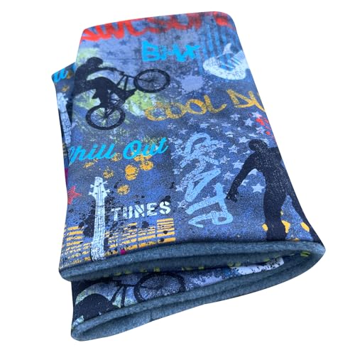 Wollhuhn Öko Mädchen/Jungen/Kinder Warmer Schlupfschal/Halstuch Innen Fleece Gefüttert Viele Motive Winter Übergangszeiten (aus Öko-Stoffen) 20220523 (Cool Stuff Jeansblau) von Wollhuhn