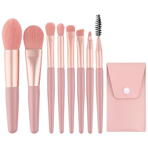 WOLMIK Pinselset Makeup, 8 Stück Make Up Pinsel Set Foundation Pinsel Schminkpinsel Set Lidschatten Pinselset Concealer Pinsel Eyeliner Pinsel Brush Augenbrauen Pinsel Kosmetikpinsel - Rosa von WOLMIK