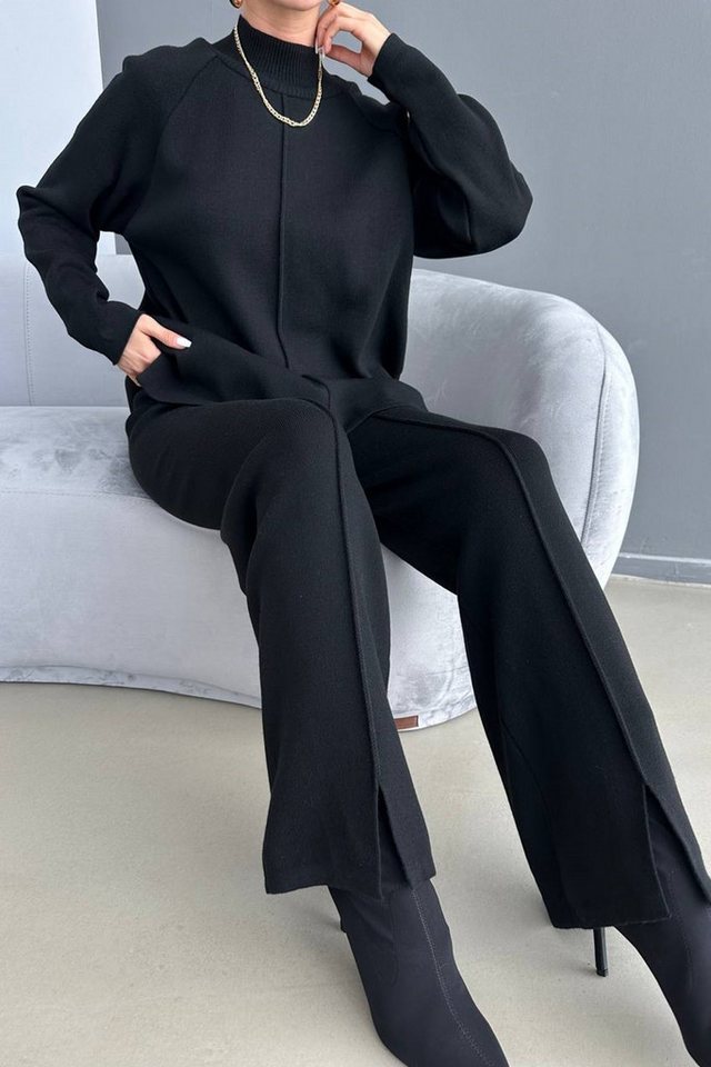 WOMAN VISION Blusentop Damen Hoher Hals Strickstoff Langarm Burgunder Pullover und Hohe Taill von WOMAN VISION