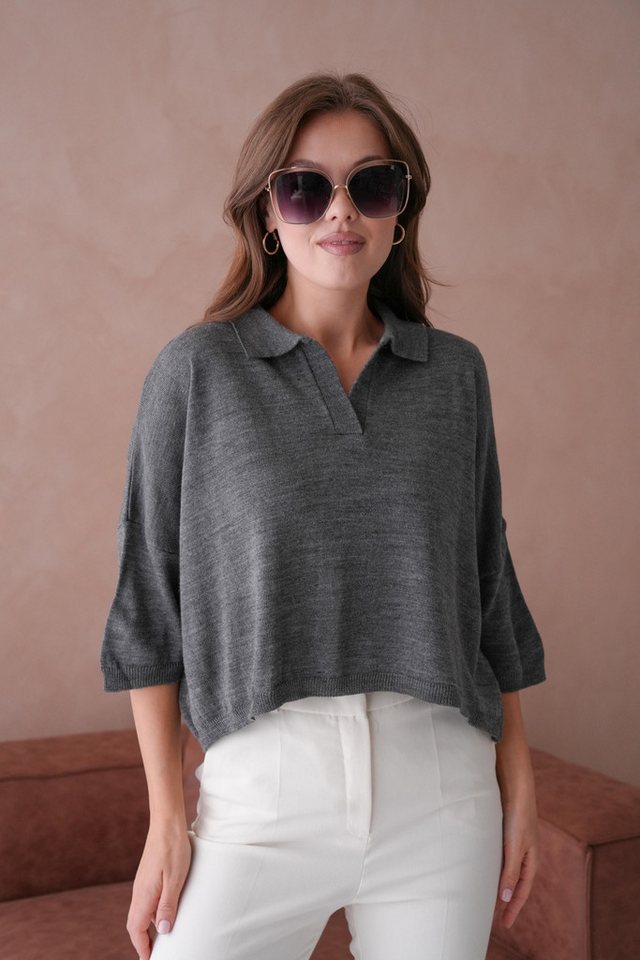 WOMAN VISION Blusentop Übergroße Gelbe Crop Polo Hals Bluse - UK 002 von WOMAN VISION