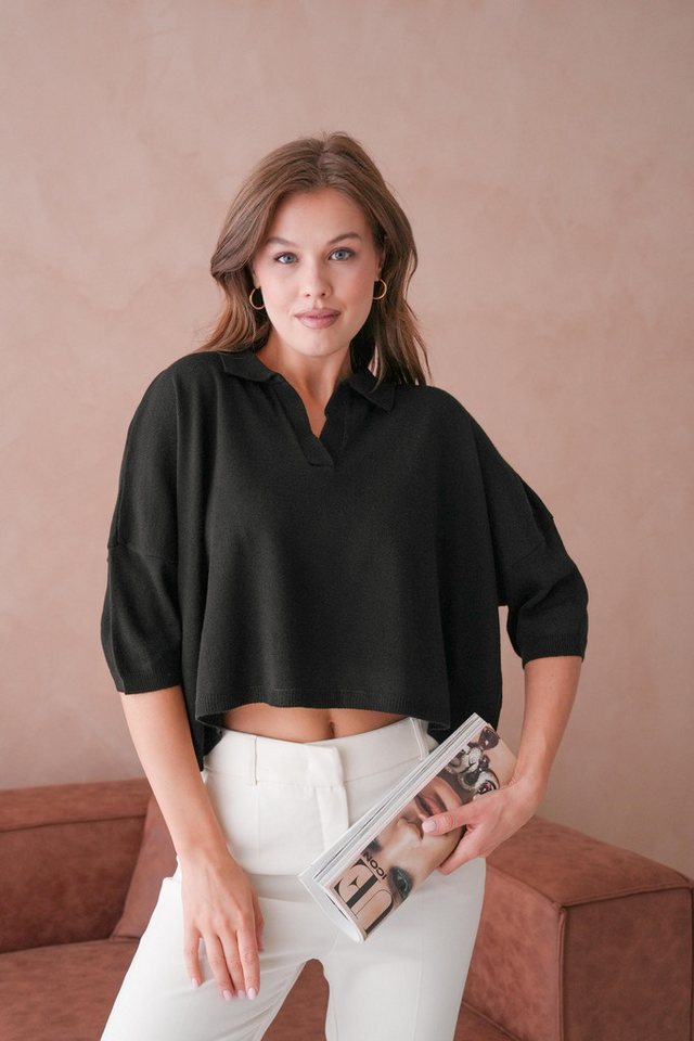 WOMAN VISION Blusentop Übergroße Gelbe Crop Polo Hals Bluse - UK 002 von WOMAN VISION