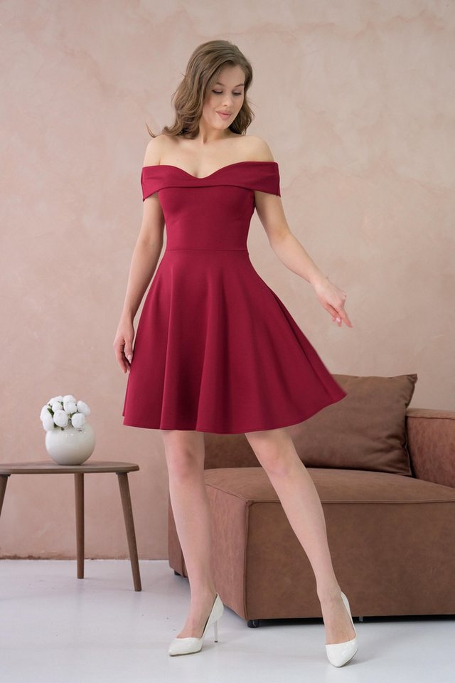 WOMAN VISION Minikleid Damen Bandeau Scuba Stoff Burgund Minikleid 019 von WOMAN VISION