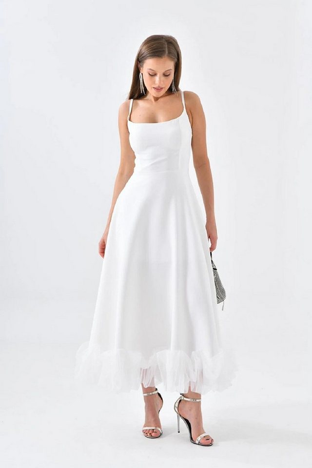 WOMAN VISION Minikleid Damen Baumwoll-Satin Kleid mit transparenten Details und dünnen Träger von WOMAN VISION