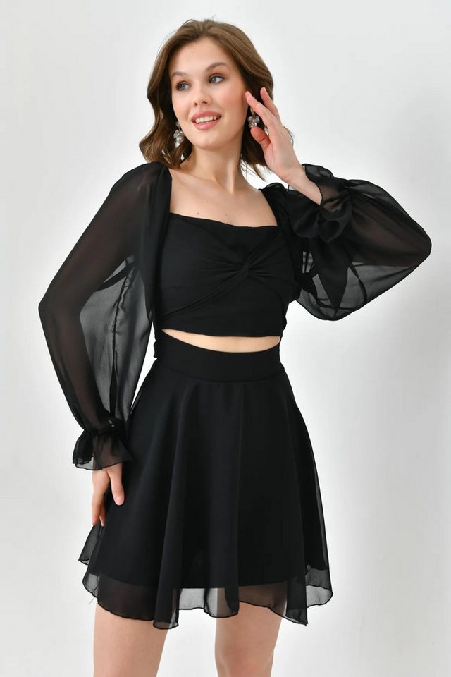 WOMAN VISION Minikleid Damen Design Rock und Top Set mit gefüttertem Chiffon-Stoff - Schwarze von WOMAN VISION