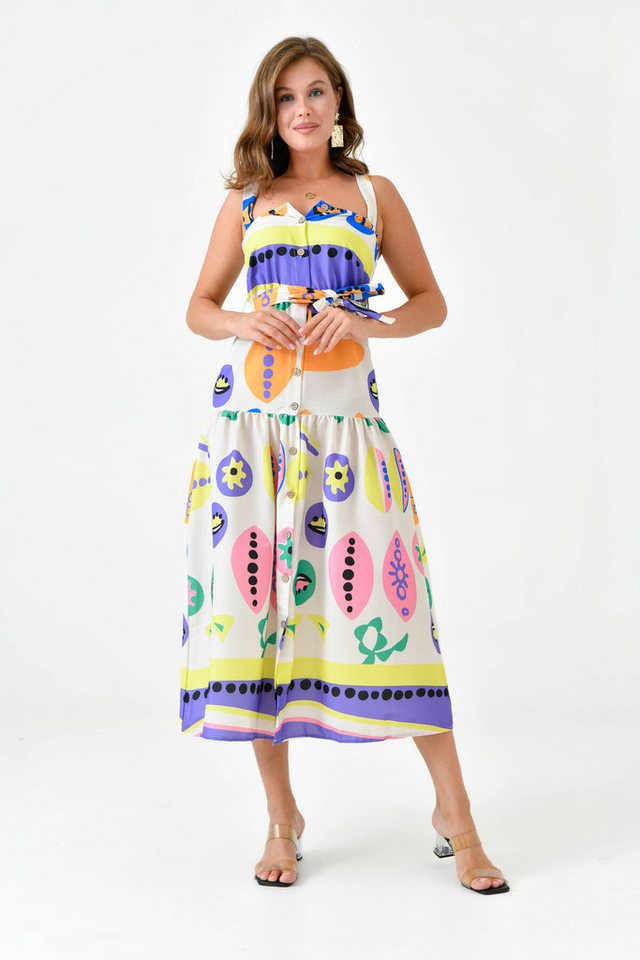 WOMAN VISION Minikleid Damen Digitaldruck Muster Stoff Knopf und Gürtel Maxikleid 10761 WOMAN VISION Minikleid Damen Digitaldruck Muster Stoff Knopf und Gürtel Maxikleid 10761 von WOMAN VISION