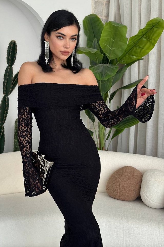 WOMAN VISION Minikleid Damen Weiß Spitze Stoff Design Trägerloses Maxikleid von WOMAN VISION