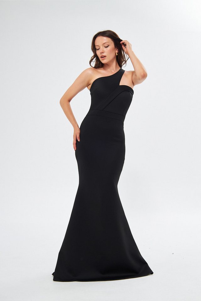 WOMAN VISION Minikleid Pflaume Scuba Stoff Asymmetrisches Hals Design Maxikleid von WOMAN VISION