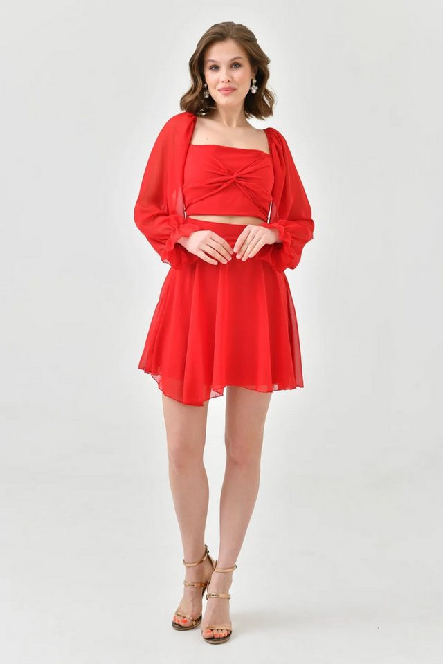 WOMAN VISION Minikleid Rotes Chiffon-Minikleid mit Top-Design und Futter - Damen Einteiler 01 von WOMAN VISION