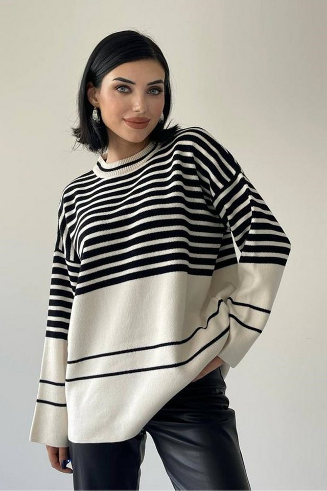 WOMAN VISION Strickpullover Damen Gestreifter Oversize-Strickpullover - 1980er von WOMAN VISION