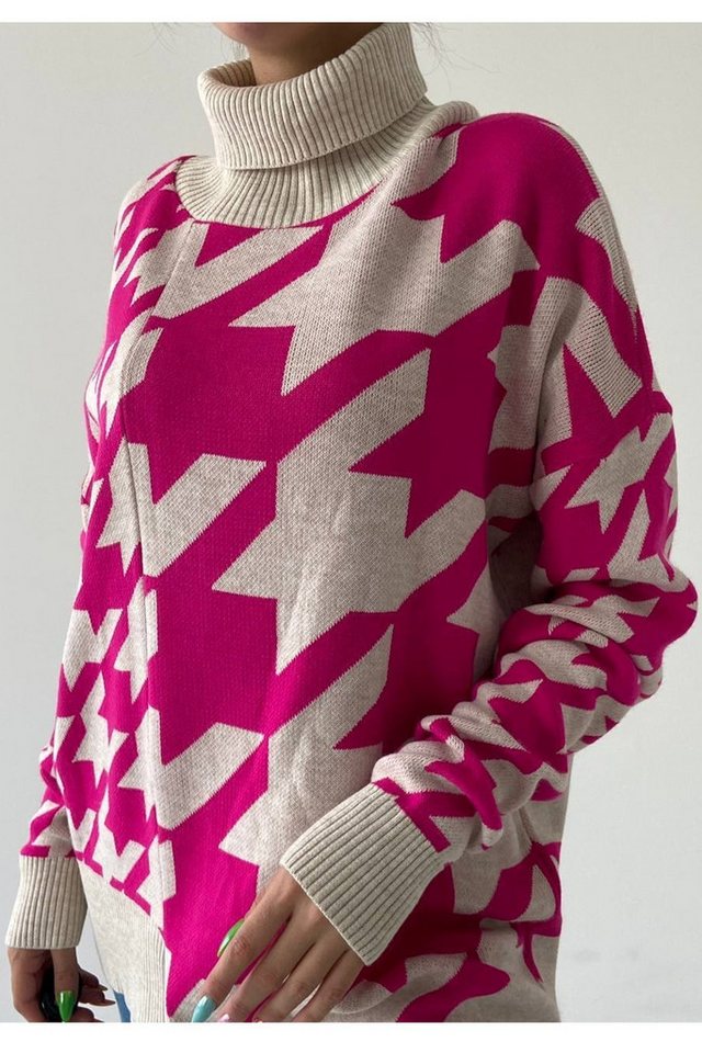 WOMAN VISION Longpullunder sGeometrisches Muster Strickstoff Oversize Pullover 1930er von WOMAN VISION