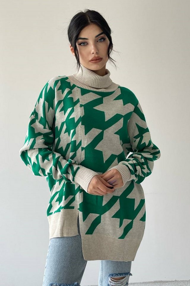 WOMAN VISION Strickpullover sGeometrisches Muster Strickstoff Oversize Pullover 1930er von WOMAN VISION