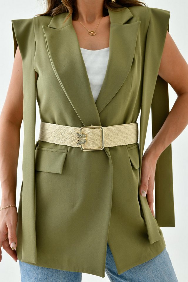 WOMAN VISION Synthetikgürtel Damen Beige Gewebter Schmetterling Gürtel 1879 von WOMAN VISION