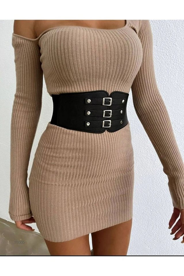 WOMAN VISION Synthetikgürtel Damen Schwarzes Elastisches Taillenkorsett mit Kunstleder und Breitem von WOMAN VISION