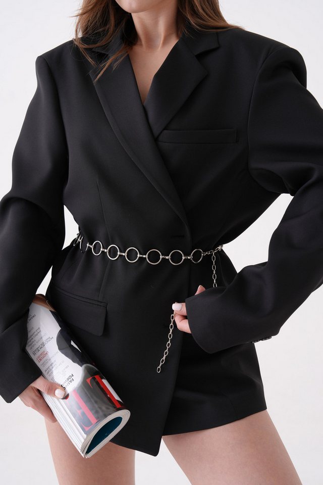 WOMAN VISION Synthetikgürtel Damen Silberkette mit Accessoire-Ring - 7700 von WOMAN VISION