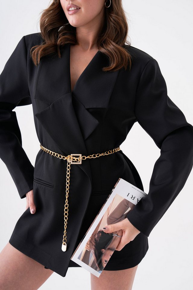 WOMAN VISION Synthetikgürtel Goldkette Quadratische Schnalle Gürtel 7200 von WOMAN VISION