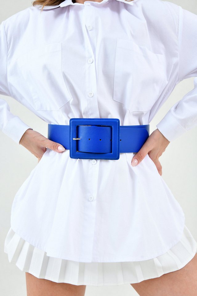 WOMAN VISION Synthetikgürtel Schwarzer Kunstledergürtel mit breitem Band und Schnallendesign - 1552 von WOMAN VISION