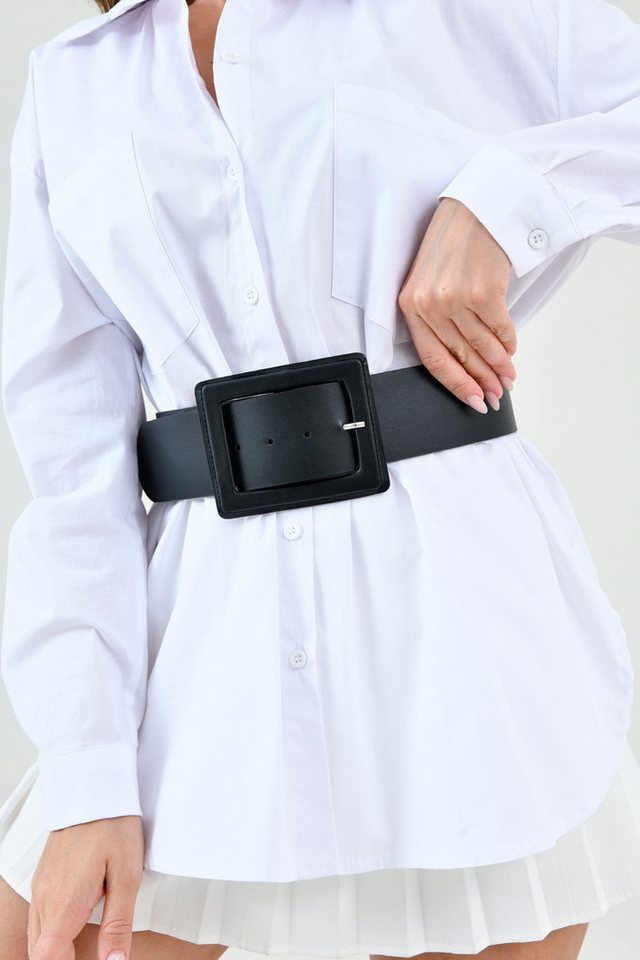 WOMAN VISION Synthetikgürtel Schwarzer Kunstledergürtel mit breitem Band und Schnallendesign - 1552 von WOMAN VISION