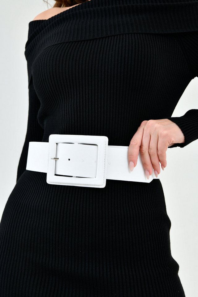 WOMAN VISION Synthetikgürtel Schwarzer Kunstledergürtel mit breitem Band und Schnallendesign - 1552 von WOMAN VISION