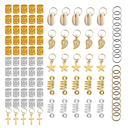 WOMELF 100pcs DIY Star Golden Hair Rings Sets for schwarze Frauen Mikrohaarringgeflecht Schmuck Spiral Metall Mikrolinkrohr Charms von WOMELF