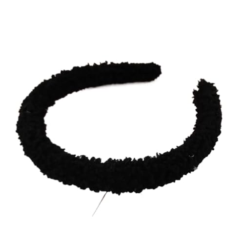 WOMELF 10PCS 15mm Plüsch Samt Stoff Überzogene Kunststoff Haar Stirnbänder Winter Frauen Mädchen Haarbänder Teddy Kaschmir (Color : Svart) von WOMELF