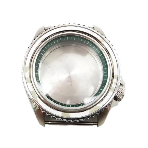 WOMELF 42mm Uhrengehäuse Kompatibel for NH35/NH36 Uhrwerk Saphirglas 316L Stahl Uhrengehäuse Uhrenzubehör for Männer (Color : Green) von WOMELF