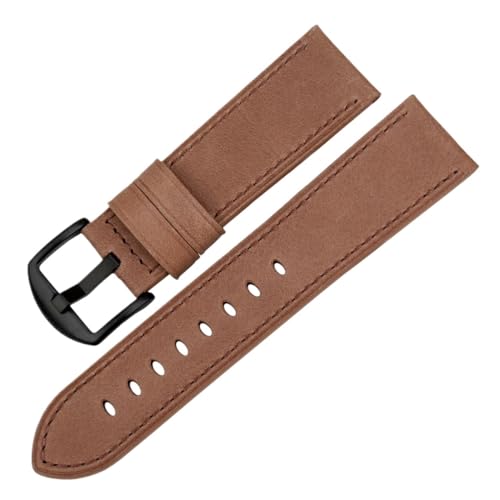 WOMELF Leder-Uhrenarmband-Zubehör, blau, 22 mm, 24 mm, Herren- und Damen-Business-Uhrenarmband (Color : Brown B, Size : 22mm) von WOMELF